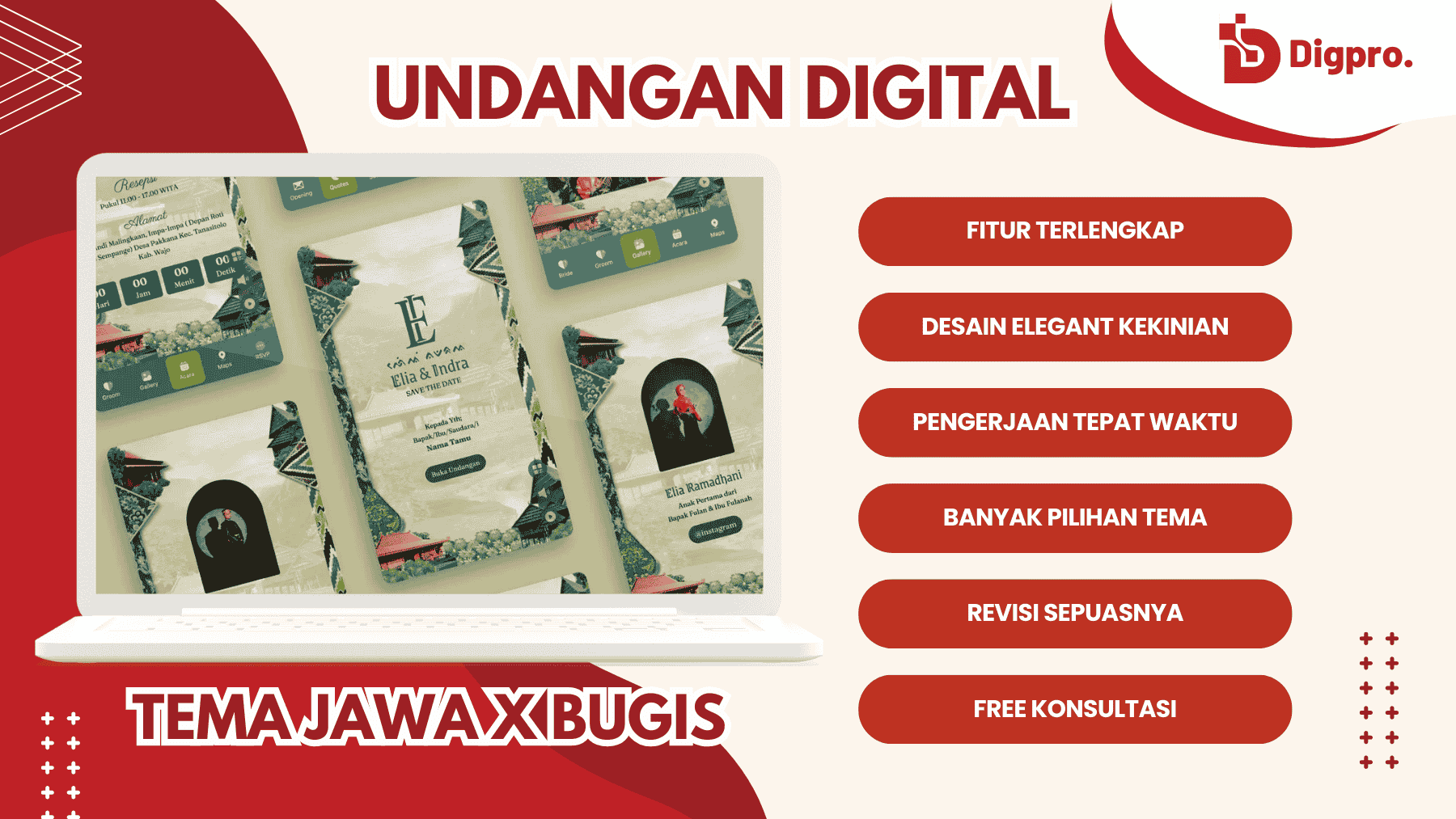Undangan Digital Pernikahan Tema Jawa x Bugis Terbaru Desain Kekinian Fitur Terlengkap